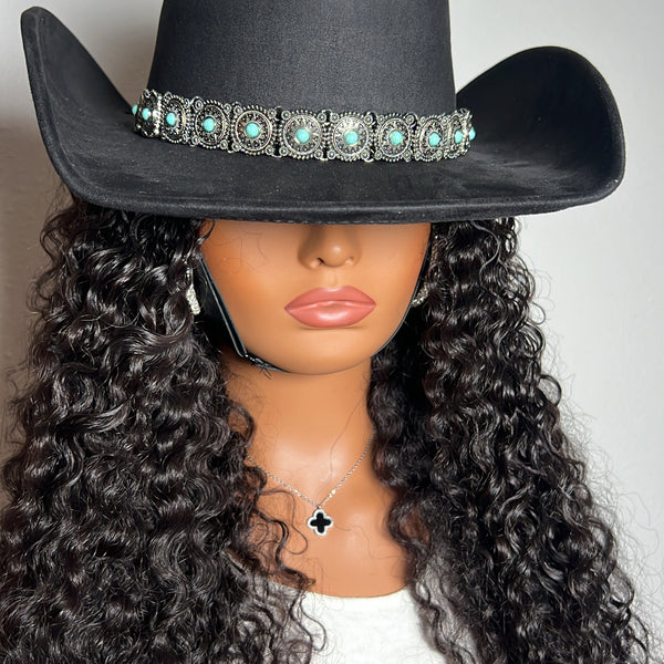 Desert 🌵 Storm 🌪️– Black Rodeo Hat with Turquoise Statement Band